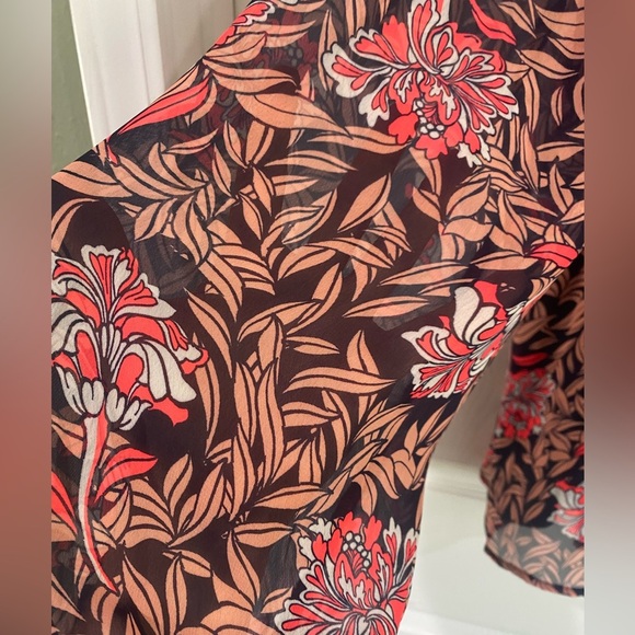 Lane Bryant Top Womens 22 Navy & Pink Floral Balloon Sleeve Lined Flowy Plus - Picture 5 of 9